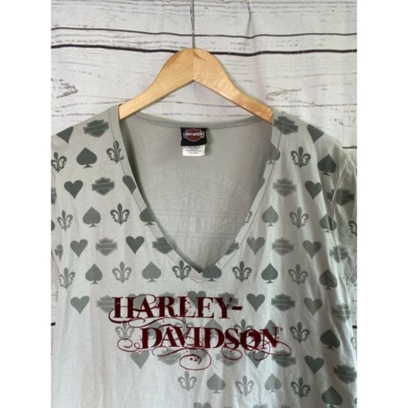 HARLEY-DAVIDSON short sleeve Spades Hearts Felt Letters Bahamas WOMENS SIZE XXL - Picture 3 of 5